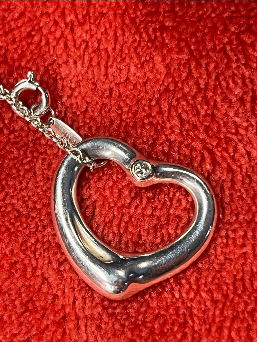 Authentic Tiffany & Co Elsa Peretti Open Heart Diamond Necklace 925 - Picture 10 of 12